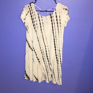 Tie-dye black and white t-shirt dress